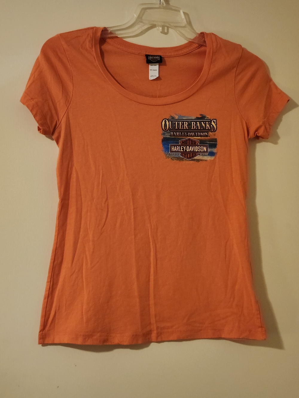 Harley-Davidson RK Stratman Women's Orange Scoop Neck Outer Banks Tee S